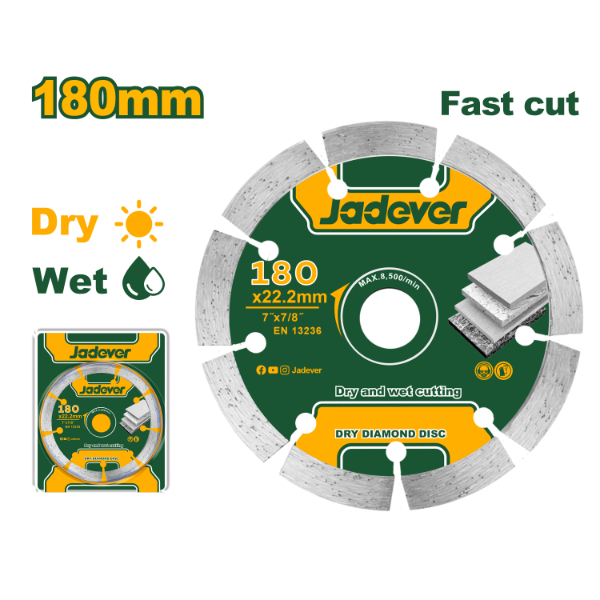 Disco Diamantado Corte Rapido (180x22.2mm) Jadever Blister JDDC1K04