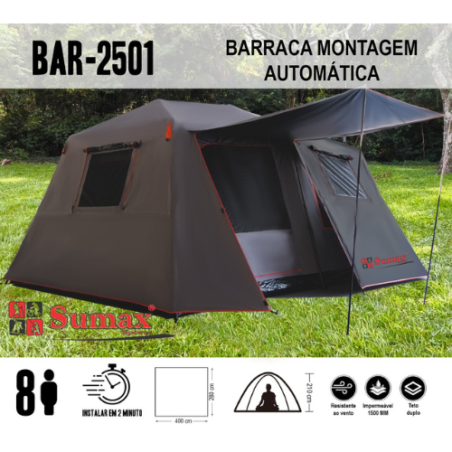 Barraca Camping Automática  8 Personas Sumax BAR-2501