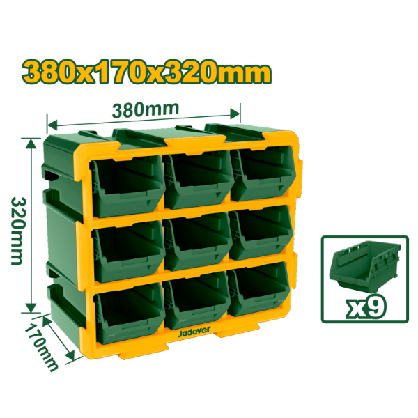 Modulo Organizador (38x17x32) 9 Bins. Jadever JDTB8330