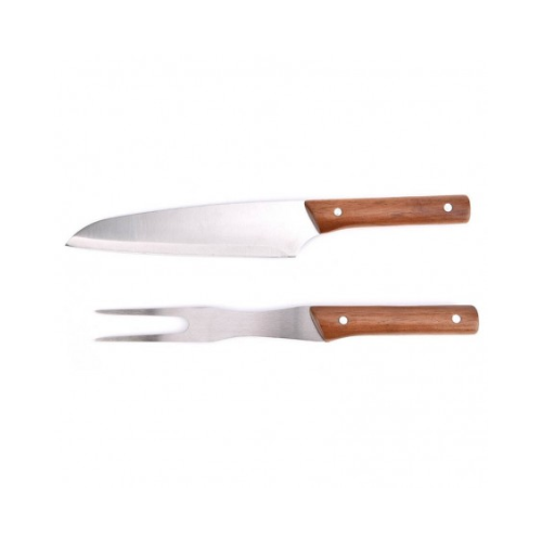 Set 2pcs Cuchillo/Tenedor Parrilla Mango Madera