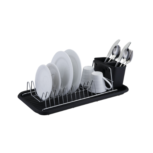 Escurridor A.Crom. con Bandeja y Cub. Negro. 44x24x12cm
