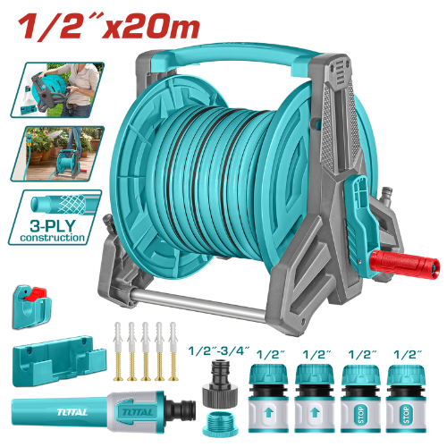Kit Porta Manguera don Manguera 1/2 De 20mts Total Thhr20124