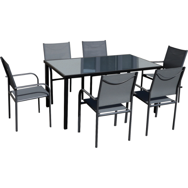 Juego jardin comedor 7pzas. Negro GoLeader GL-72834
