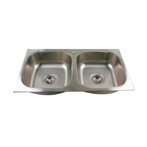Pileta Inox Doble Bacha Central Lujo 73X41X15CM  C/Sop. Y Sifon France