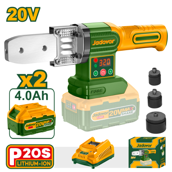 Termofusor (20-32mm) + Acc. 2x Bat. 20V 4Ah. Jadever JDWM20182