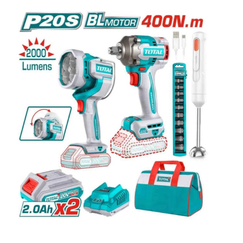 Kit llave de impacto +Lampara de trabajo+batidora de mano TOSLI240961