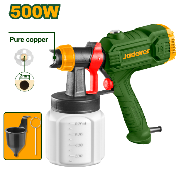 Pistola de pintar electrica 500w (800ml). Jadever caja JDEG1A18