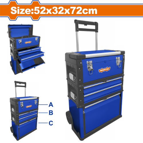 Caja Porta Herramientas Metal y Plástico Con Ruedas Wadfow Wtb6a72