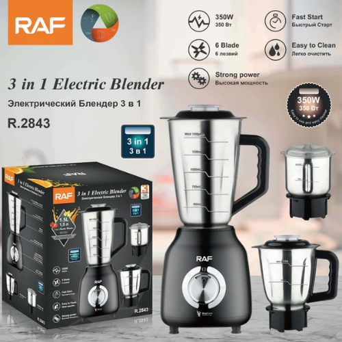Licuadora 3 En 1 Vaso Metal De Alta Calidad 1,5lts. RAF