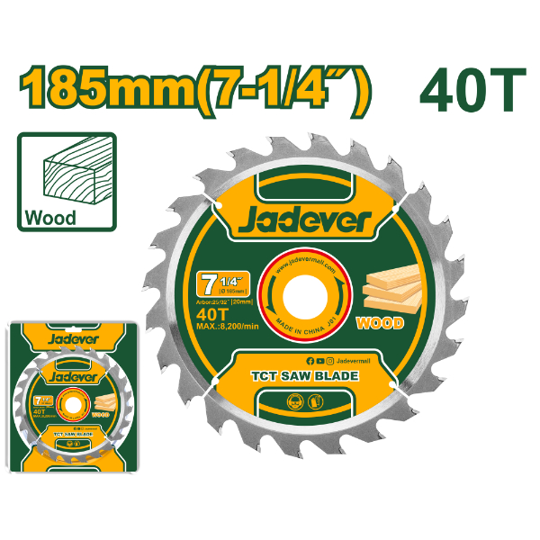 Disco para sierra 40 Dientes (185x20/16mm) Jadever Blister JDTC1K05