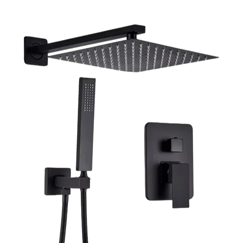 Ducha Monocomando 8" Con Ducha Telefono Negro Mate