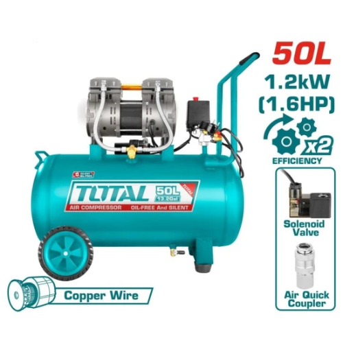 Compresor de Aire Sin Aceite 50Lts Total