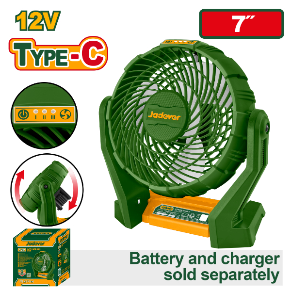 Ventilador 7" 12V Sin Bateria Jadever Caja JDLF1507