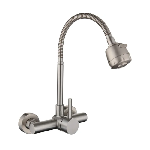 Canilla Mezclador de cocina de pared de acero inoxidable 304, giratorio 360°