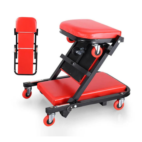 Taburete para Mecánico Plegable 2 en 1 – Asiento / Camilla Para mecánico